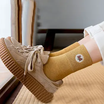 Zimné Ženy Bavlna Dlhé Ponožky Japonský Kórea Skateboard Uprostred Trubice Ponožky Embroidry Dezodorant Priedušná Cartoon Pletenie Ponožiek