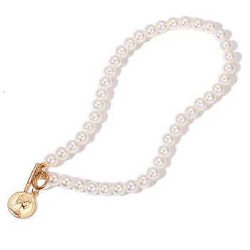 Vintage Svadba Pearl Choker Náhrdelník Pre Ženy Geometrické Srdce Mince Zámok Prívesok Šperky, Náhrdelníky collier Darček