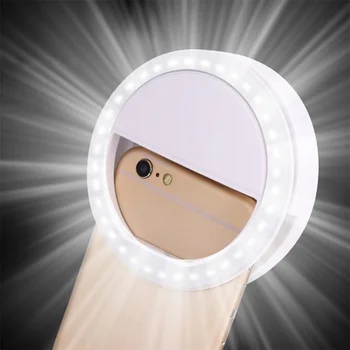 Univerzálny Selfie LED Krúžok Flash Light Prenosný Mobilný Telefón 36 LED Selfie Svietidlo Svetelný Krúžok Klip Pre iPhone 8 7 6 Plus Samsung