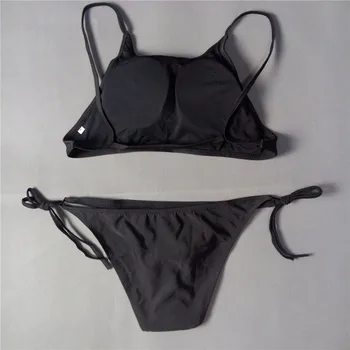 2017 black vysoká krku plodín top športové plavky pre ženy značky Criss-cross Lano s Nízkou Pás Plavky,Brazílske Bikini podprsenka čalúneným