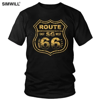 Vintage Route 66 T Shirt Núdzi Matka Cestnej T-shirt pánske Priedušná Bavlnené Tričko Krátke Rukávy Grunge U. S Diaľnici Tees