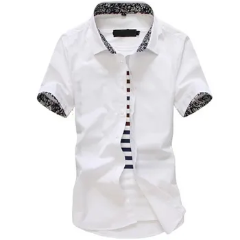 Letné klasické pánske jednofarebné kvetinový golier tričko krátky rukáv fashion bežné tričko mužov