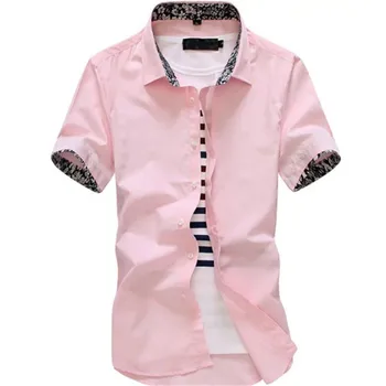 Letné klasické pánske jednofarebné kvetinový golier tričko krátky rukáv fashion bežné tričko mužov
