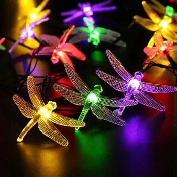 2019 Vianočné Svetlo Dragonfly LED Reťazec Rozprávkových Svetiel 100 Led Pre Xmas Party Dekorácie Garland Solárny pohon