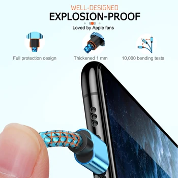 3A Rýchle Nabíjanie USB Kábel Na iPhone 11 12 Pro Xs Max XR X 6 6 7 8 Plus 5s SE iPad, Mobilný Telefón, Nabíjačka, Dátový Kábel Dlhý Drôt 3m