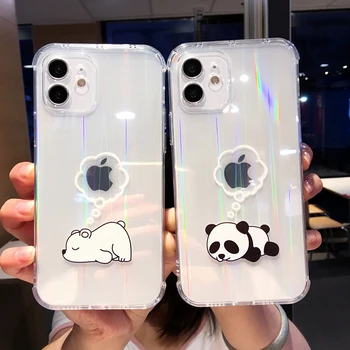 LOVECOM Roztomilý Medveď Panda Telefón puzdro Pre iPhone 12 Pro Max 11 Pro Max XS Max XR X 7 8 Plus Prípade Mäkké TPU Anti-drop Nárazníka