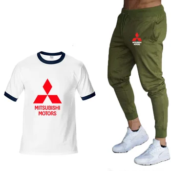 Nové 2020 Lete pánske T-Shirt Mitsubishi Auto Logo vysokej kvality Posádky krku Pánske Vysoko Kvalitné CottonT-Tričko, Nohavice Vyhovovali 2Pc