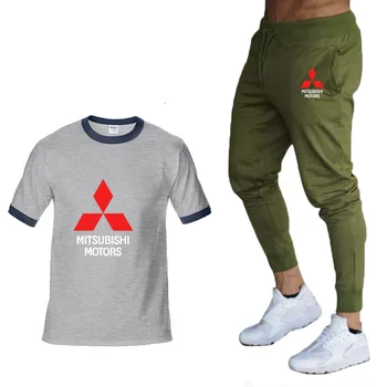 Nové 2020 Lete pánske T-Shirt Mitsubishi Auto Logo vysokej kvality Posádky krku Pánske Vysoko Kvalitné CottonT-Tričko, Nohavice Vyhovovali 2Pc
