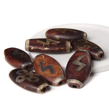 Vintage Tibetskej Dzi Agates Kameň Prírodný Kameň Mystické Vzory Amulet 2ks/Set Korálky Pre KUTILOV, Šperky, Takže Náramok Náhrdelník