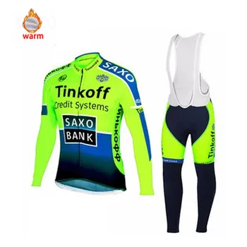 2021 Nové Tinkoff Zimné thermal fleece Cyklistické Oblečenie pánske Jersey vyhovovali vonkajšie koni bike MTB teplé oblečenie Náprsníkové Nohavice