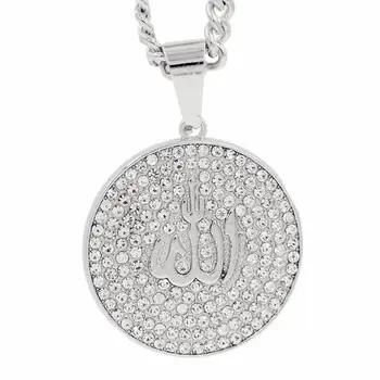 Islam Moslimských Náhrdelník Unisex Alah Prívesok Náhrdelník Plný Zirkón Kolo Prívesok Módne Náboženské Šperky