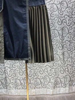 Vysoko Kvalitné dámske Sukne 2021 Letné Módne Dámy Farebný Blok Patchwork Polovici Teľa Dĺžka Bežné Skladaný Vintage Sukne