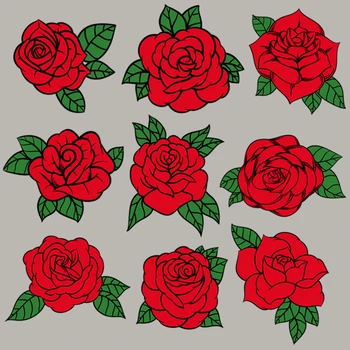 9Pcs/Veľa Ruže Kvet Nálepky Na Tkaniny na Úrovni Umývateľný Prúžok prestupu Odev Diy Škvrny Na Batoh