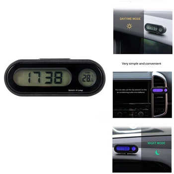 2 V 1, Prenosné Auto Digitálny LCD Hodín a Teploty, Displej, Elektronické Hodiny, Teplomer LED Obrazovky Hodiny S akumulátorom
