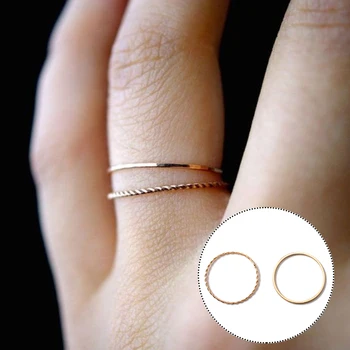 1Set Tenké Slim Rose Gold Stohovanie Koleno Prsteň Malý Prst MIDI Krúžok Jednoduchý Dizajn pre Ženy Zapojenie Prst Prsteň, Šperky