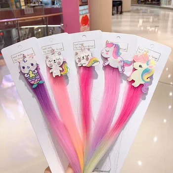 Sladké Farebné Vlásenky Deti, Dievčatá, Parochne Hairclip Cartoon Jednorožec Mačka Barrette Rozšírenie Braider Rainbow Vlasy Príslušenstvo