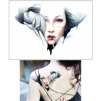 Nepremokavé body art Falošné tetovanie Akvarel kvety kreslené postavičky zvierat Dočasné tetovanie nálepka pre ženy Rameno stehna