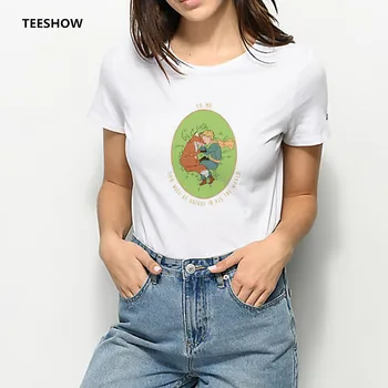 Elegantné Bežné Kawaii Trendy Vytlačené Tričko Malý Princ Roztomilý Kreslený Lete Ženy T-shirt Harajuku Módne Retro tričko
