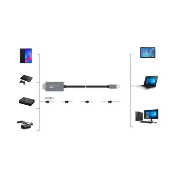 USB Typ-c kompatibilný s HDMI Audio Video Záznam Zachytiť Kartu Doska Live Streaming Grabber pre Android S 2 Metre Line