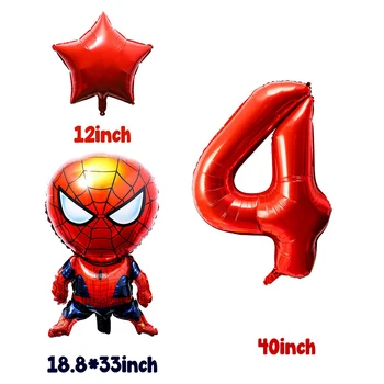 8Pcs Spider Superhrdina Balóny 4. Narodeniny Dekorácie pre Deti Obrie Číslo Fóliové Balóniky Tému Narodeninovej Party Dodávky
