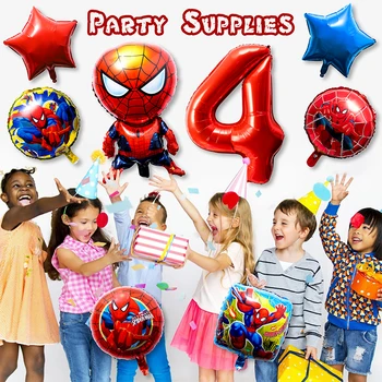 8Pcs Spider Superhrdina Balóny 4. Narodeniny Dekorácie pre Deti Obrie Číslo Fóliové Balóniky Tému Narodeninovej Party Dodávky