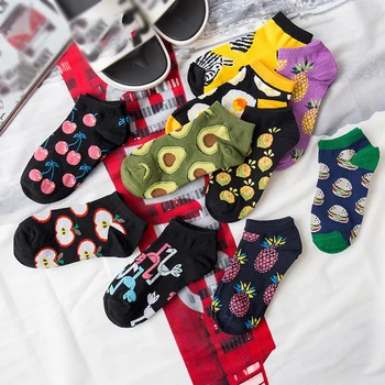 Ženy Ponožky Zábavné Roztomilý Kreslený Ovocie Potraviny Krátke Radi Japonské Harajuku skateboard Ponožky Loď Ponožky Ponožky Jar Leto