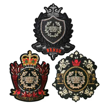 Výšivky kovové patch embroideried korunu kvetu škvrny nášivka oblečenie bunda odznaky na odevy QYC-2738