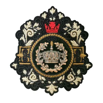 Výšivky kovové patch embroideried korunu kvetu škvrny nášivka oblečenie bunda odznaky na odevy QYC-2738