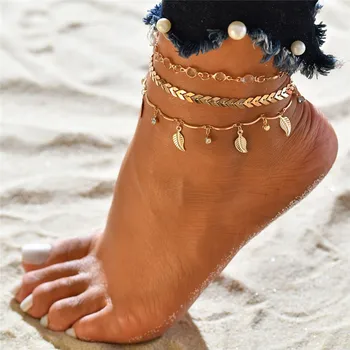 Modyle Zlato Žena Ponožky Naboso Háčkovanie Sandále Na Nohy Šperky Nohu Nové Ponožky Na Nohu Členok Náramky Pre Ženy Nohu Reťazca
