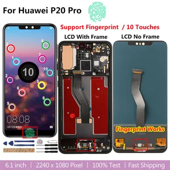Displej Pre Huawei P20 Pro LCD 10 Dotkne Obrazovky Nahradenie Podporu Odtlačkov prstov Pre Huawei P20 P 20 Pro CLT-L09 L29 L04 AL01