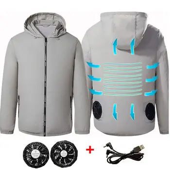 2021 Mužov Vonkajšie letné Bundy USB Elektrický ventilátor chladenia kabát mužov Klimatizácia Fan Oblečenie USB Úpal letná Bunda, kapucňa