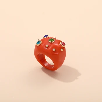 Guanlong Veľké Módne dámske Prstene Luxusné Minimalistický Čiernej Živice Punk Crystal Krúžky pre Dospievajúce Dievčatá Ročník Jednoduché Ružové Roztomilý krúžok