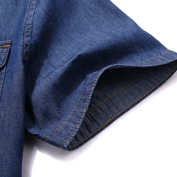 Nové pánske Džínsové Košele Lete Krátky Rukáv Fashion Mužov Bežné Modré Tričko Slim Camisa Džínsy Masculina Denim Tričko Plus Veľkosti 4XL