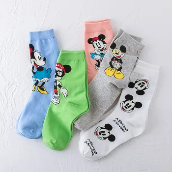 Disney Dievča Bežné Roztomilý ženy Scoks Cartoon zvierat Mickey Kačica dámy Ponožky Bavlna radi Vtipné ulici dospelých Stredného trubice ponožky