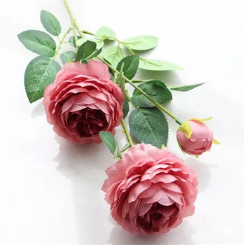 10pcs Hodváb Zeler Pivónia Kvet Umelý Čaj Rose Stonky 65 cm dlhé Svadobné centerpieces Dekoratívne Kvety 11 farieb