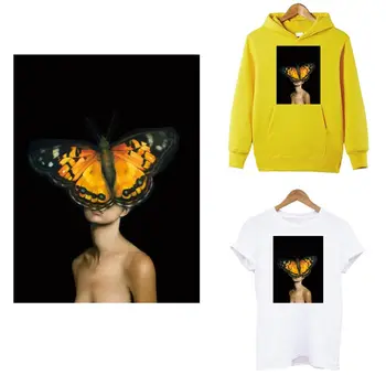 Motýľ Krásy Dievča Škvrny Nálepky Na Oblečenie, Termo Pásky Estetické Dievča Železa-prevodom Na Oblečenie T-shirt Dekorácie
