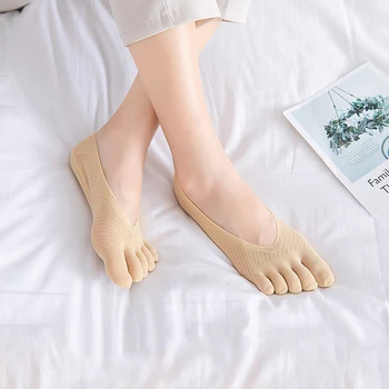 Ženy Lete Päť prstov Ponožky Žena ultratenké ponožka Vtipný Prst neviditeľné sokken s silikónový anti-protišmykové priedušná valivé