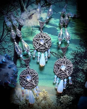 Biela Pentacle Náhrdelník, čarodejnice šperky, pentagram náhrdelník, wiccan šperky, pohanské šperky