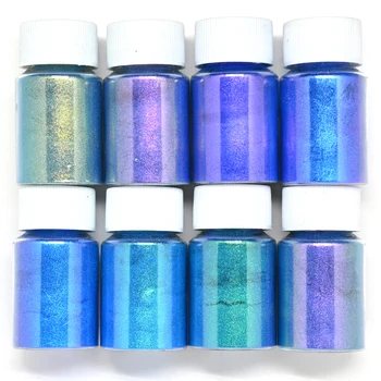 1Bottle 8Colors Laser Chameleon Pigment Nail Art Pearl Powder Pearlescent Sľudy Epoxidové Chrome Živice, Minerálne Mydlo make-up, Prach Te#76