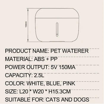 Pet, Pes, Mačka Prameň Pitnej Fontány 2.5 L Automatické Napájačiek vody Misy Psa a Mačky Elektrické USB Dávkovač S 1 Políčko Filter