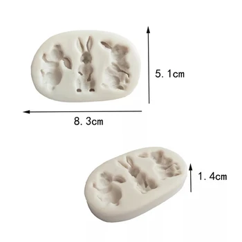 3D Rabbit Veľkonočný Zajačik Fondant Silikónové Formy Výzdoby Nástroj Čokoládová Torta Gumpaste Formy Mäkké keramiky, Kuchyňa, Kuchynské Náradie