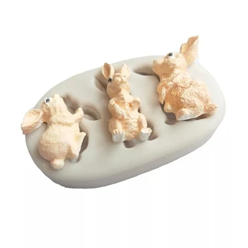 3D Rabbit Veľkonočný Zajačik Fondant Silikónové Formy Výzdoby Nástroj Čokoládová Torta Gumpaste Formy Mäkké keramiky, Kuchyňa, Kuchynské Náradie