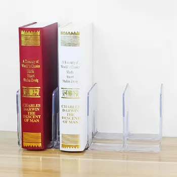 3 Grid priehľadný Akrylový Regálové Transparentné Kniha Stojí Elegantné Bookends Knihy Úložný Stojan Knihy Priečinok pre Školského Úradu,