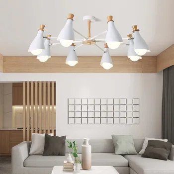 Nordic drevené LED luster premeniť na moderný luster jedálenský led svetlo strop obývacej stropné lampy, spálne, LED stropné svietidlá