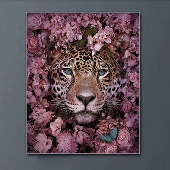 DIY 5D Diamond Maľovanie Lev Flower Art Mozaiky Zvierat Domáce Dekorácie Výšivky Leopard Ručné Darček