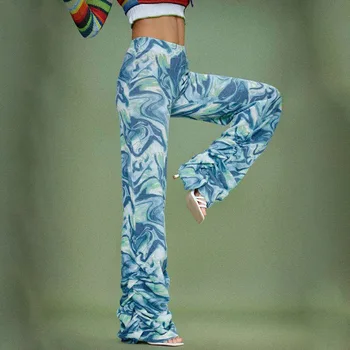 Sweetown Paisley Kravatu Tlač Y2K Skladaný Nohavice Vysoký Pás Ženy Joggers Tepláky kórejský Módne Neforemné Streetwear Oblečenie 90. rokov