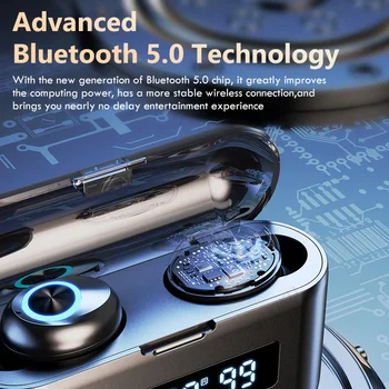 Bluetooth Slúchadlá TWS Bezdrôtové Slúchadlá 2200Mah Plnenie Políčko Bluetooth 5.0 LED Displej HiFi Slúchadlá Hráč S Mikrofónom