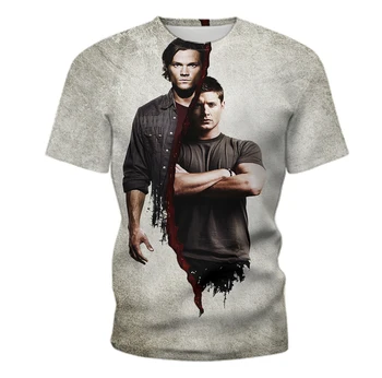 2021 lete nové pánske T-shirt TELEVÍZNEHO seriálu supernatural grafické tlače T-shirt mládeže bežné módne okrúhlym výstrihom, krátky rukáv top