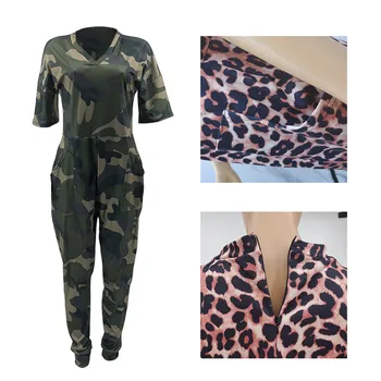 Plus Veľkosť Oblečenie 3xl Jumpsuit Ženy Veľkoobchod Položky Kamufláž Leopard Cargo Bežné Hot Predaj Nových Jeden Kus Oblečenia Dropshipping