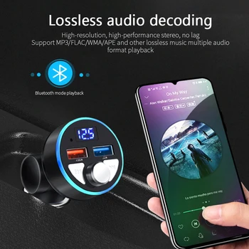 Bluetooth 5.0 Auto Handsfree, FM Vysielač Auto Mp3 Prehrávač Dual 4.8 USB Nabíjačka do Auta Bezdrôtový Aux Audio Podporu U Diskov Prehrávanie Hudby